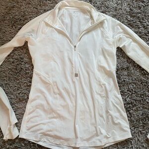 xs athleta white quarter zip